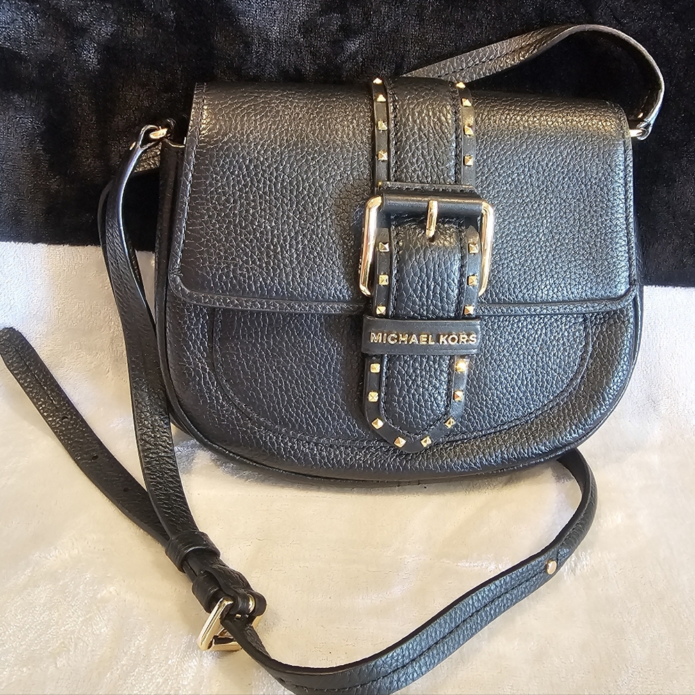 Michael Kors Black Pebbled Leather Crossbody Bag